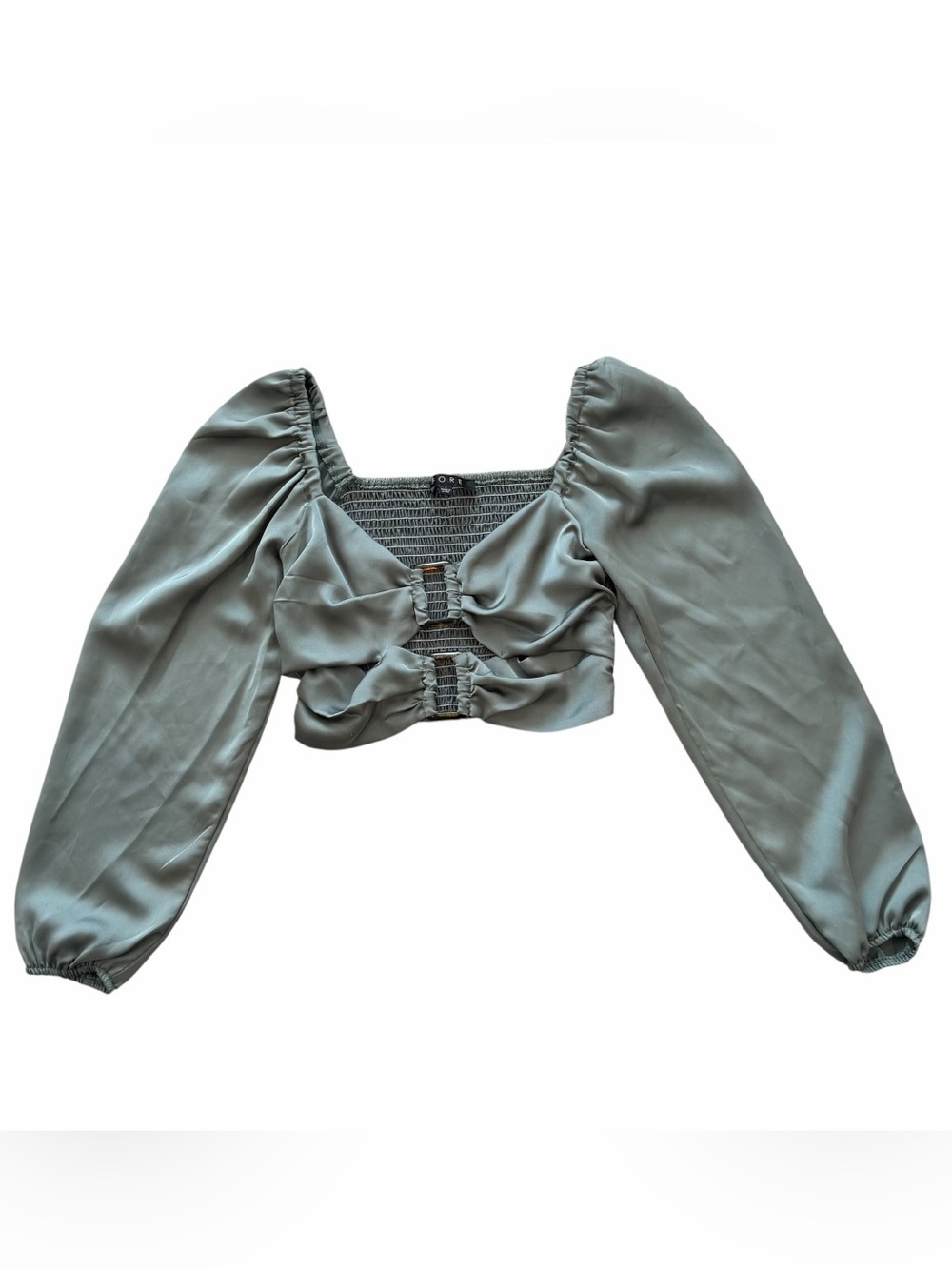 Sage Green Long Sleeve Crop Top